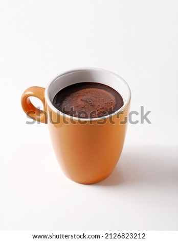 Hot chocolate cup isolated on white background.