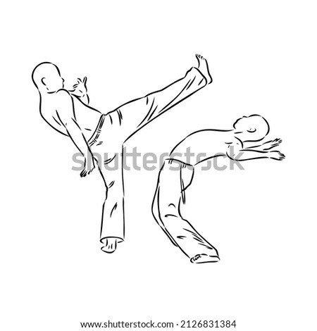 Capoeira Icon Silhouette Illustration. Dance And Sport Brazilian Vector Graphic Pictogram Symbol Clip Art. Doodle Sketch Black Sign.