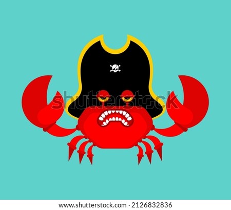 Crab Pirate isolated. sea cancer filibuster. Vector illustration