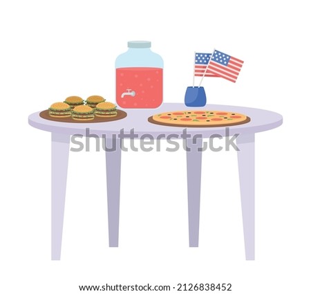 Festive board with american flag semi flat color vector object. Full sized item on white. Part of house arrangement simple cartoon style illustration for web graphic design and animation