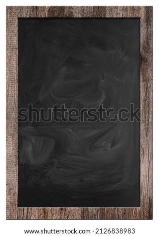 Empty black chalkboard isolated on white. School time