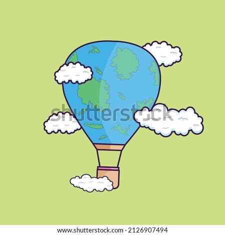 Hot air balloon in sky Vector 