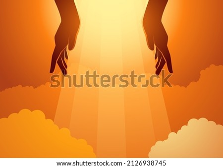 Biblical vector illustration series, The Creation of the World, the first day, light was created Royalty-Free Stock Photo #2126938745