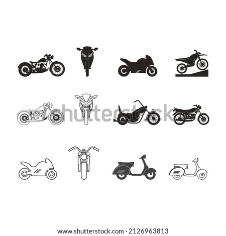 a set of motorcycle icons of various models,vector illustration logo template