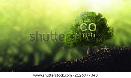 Reduce CO2 emission concept.Clean and friendly environment without carbon dioxide emissions. Royalty-Free Stock Photo #2126977343