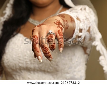 Bride Showing ring on hands.Wedding moment. 