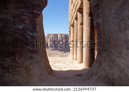 Remaining columns of a building in Petra