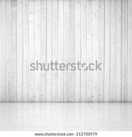 White wood wall and concrete floor