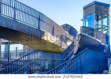 modern concrete footbridge - part of Royalty-Free Stock Photo #2127021662