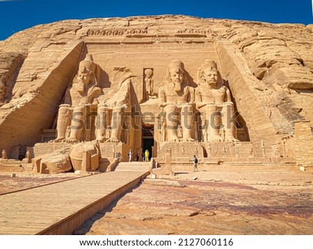 Abu Simbel, a rock in Nubia, in which two ancient Egyptian temples were carved during the reign of Ramses II. Royalty-Free Stock Photo #2127060116