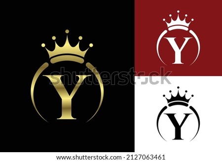 Initial Y monogram alphabet with a crown. Royal, King, queen luxury symbol. Font emblem.
