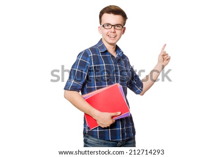 Funny student isolated on white
