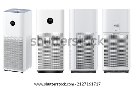 Air purifier, white, beautiful design, 4 pieces in one picture