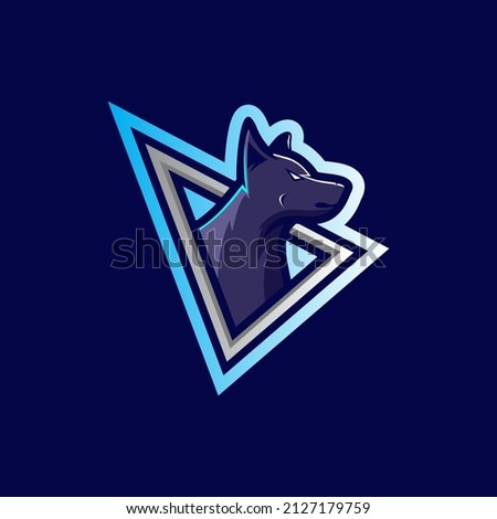 esport dog logo in triangle vector illustration