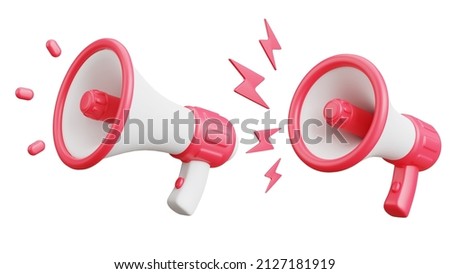 Pink Megaphone isolated on white background,with clipping path,3d rendering.