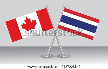 Crossed flags of Canada and Thailand. Official colors. Correct proportion. Banner design