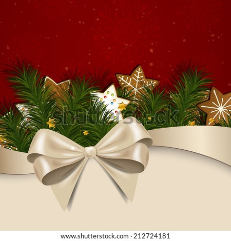 Vector Illustration of a Christmas Background with Gingerbread Cookies