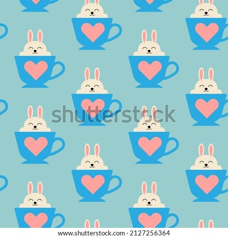 Pattern cute bunny in a mug