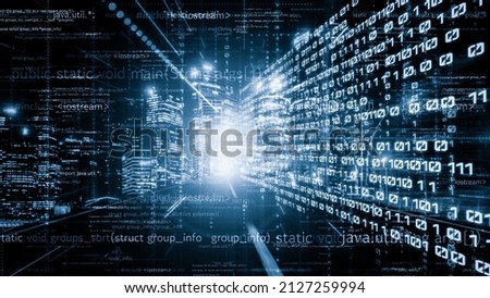 Software development, application programming code and tacit computer coding . Concept of smart digital transformation and technology disruption that changes global trends in new information era . Royalty-Free Stock Photo #2127259994