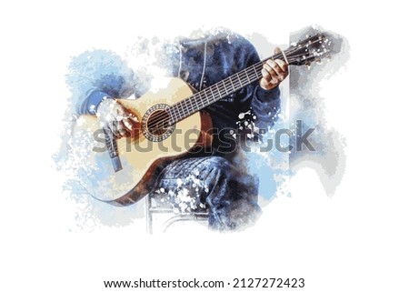 Guitar music illustration with abstract effects.