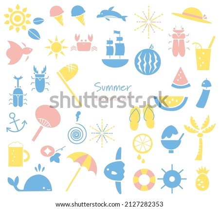 Clip art set of summer motif.