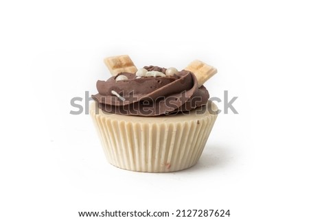 Sweet cupcakes on a white background.