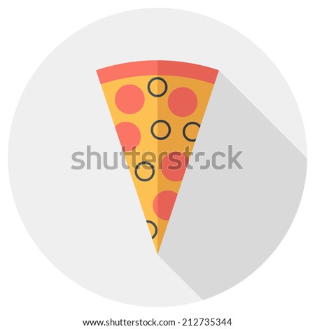 Pizza flat icon.Flat design style modern vector illustration. Isolated on stylish color background. Flat long shadow icon. Elements in flat design.