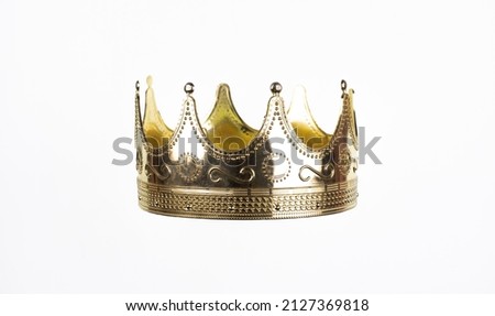 golden crown isolated on white background Royalty-Free Stock Photo #2127369818