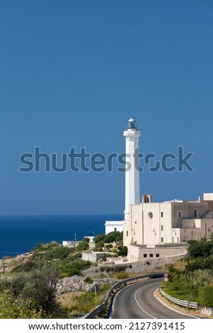 Santa Maria di Leuca lighthouse, Castrignano del Capo, Apulia region, Italy Royalty-Free Stock Photo #2127391415