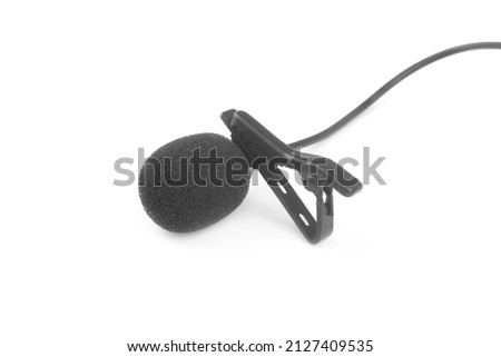 Lavalier microphone isolated on white background close up