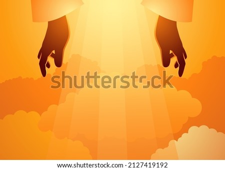 Biblical vector illustration series, The Creation of the World, the second day, the sky was created Royalty-Free Stock Photo #2127419192