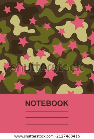 Abstract colorful notebook or book cover design. Woman camo pattern. Vector illustration.