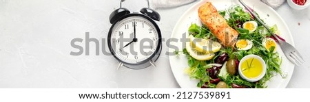 Ketogenic diet meals assortment on light background. Healthy eating concept. Flat lay, top view, copy space, panorama