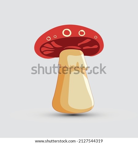 Red mushroom in color cartoon character