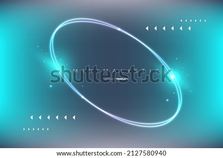Elegant blue template with brilliance ellipse and triangles on the blur background Royalty-Free Stock Photo #2127580940