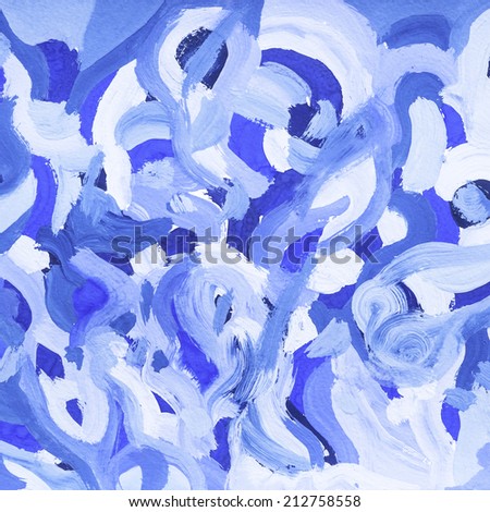 Blue gouache background. Abstract hand painted grunge background