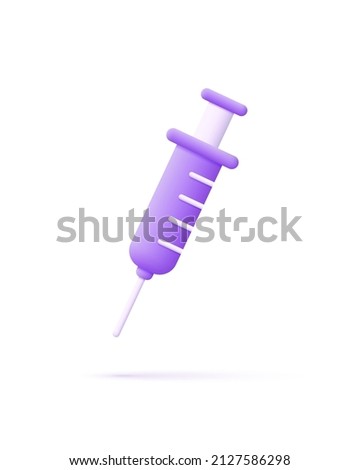 3d syringe isolated on white background. Medical injection syringe. Medicine concept. Can be used for many purposes. Trendy and modern vector in 3d style. Royalty-Free Stock Photo #2127586298