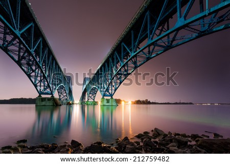South Grand Island Bridge spans the Niagara River in Upstate New York. Royalty-Free Stock Photo #212759482