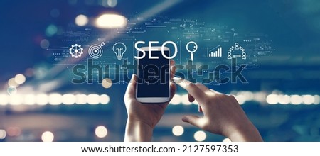 SEO concept with person using a smartphone