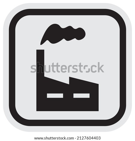 Factory, black silhouette at gray and black frame	 Royalty-Free Stock Photo #2127604403