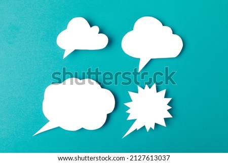 collection of Speech bubbles on color background text palce