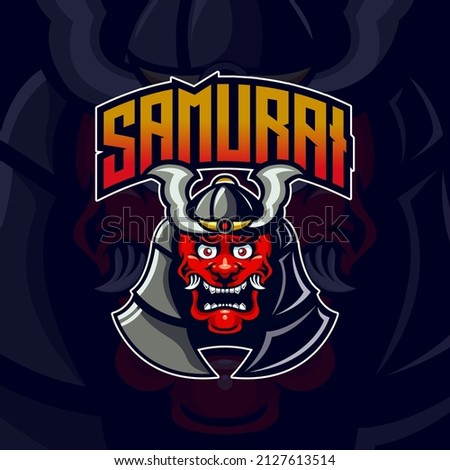samurai esport gaming mascot logo template