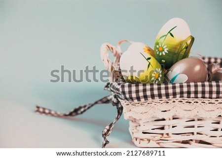 colorful Easter eggs in a basket