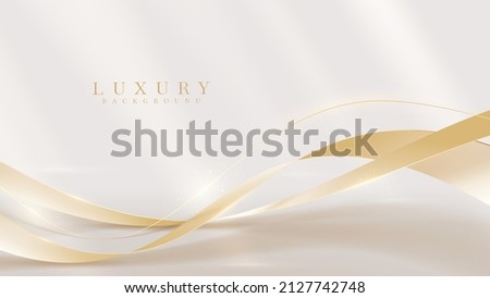 Elegant background with golden ribbon elements and glitter light effect decoration. Royalty-Free Stock Photo #2127742748