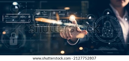 business man Fingerprint scanning and biometric authentication, cybersecurity and fingerprint password, future technology and cybernetics. Royalty-Free Stock Photo #2127752807