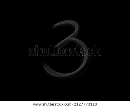 realistic 3 number shape of smoke spreading on dark background