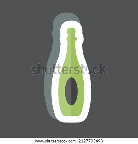 Bottle Sticker in trendy isolated on black background