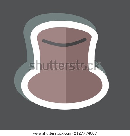 Hat Sticker in trendy isolated on black background