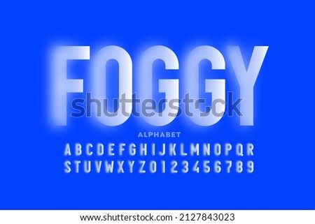 Font design with blurry effect, alphabet letters and numbers, vector illustration Royalty-Free Stock Photo #2127843023