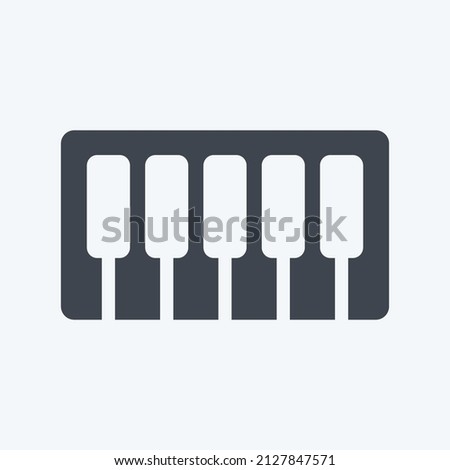 Piano Icon in trendy glyph style isolated on soft blue background